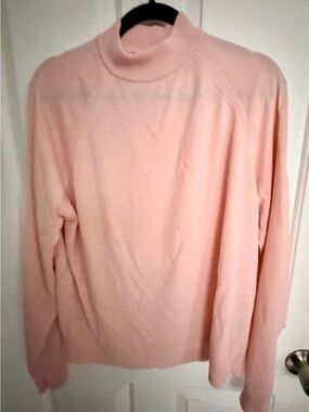 Blush Pink Mock Neck Sweater Soft Knit Minimalist Cozy Size L